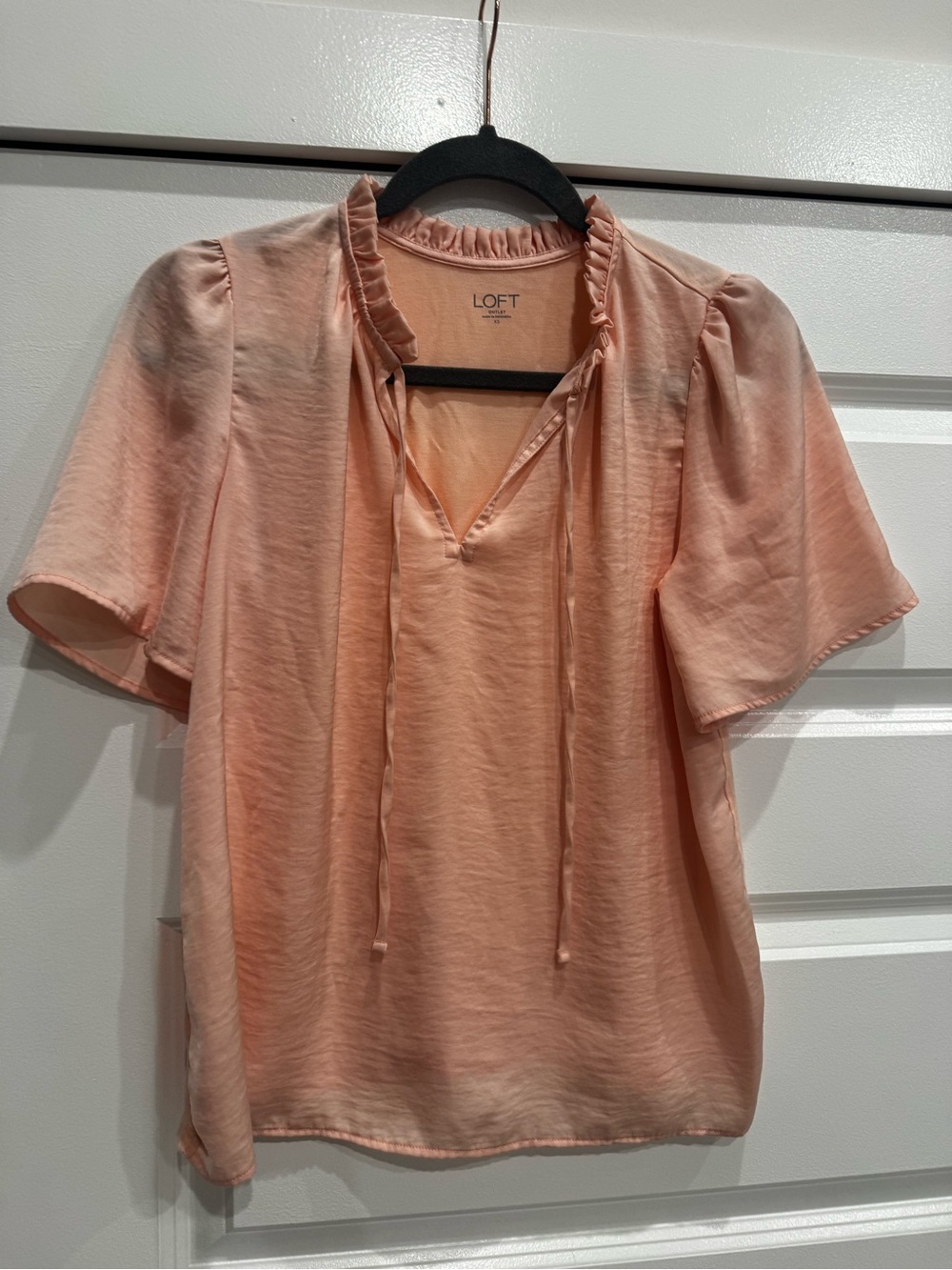 LOFT Peach Ruffle Tie-Front Blouse